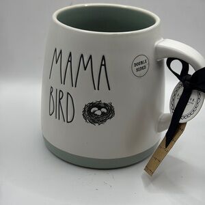 Mama Bird Ceramic Mug - White and Green
